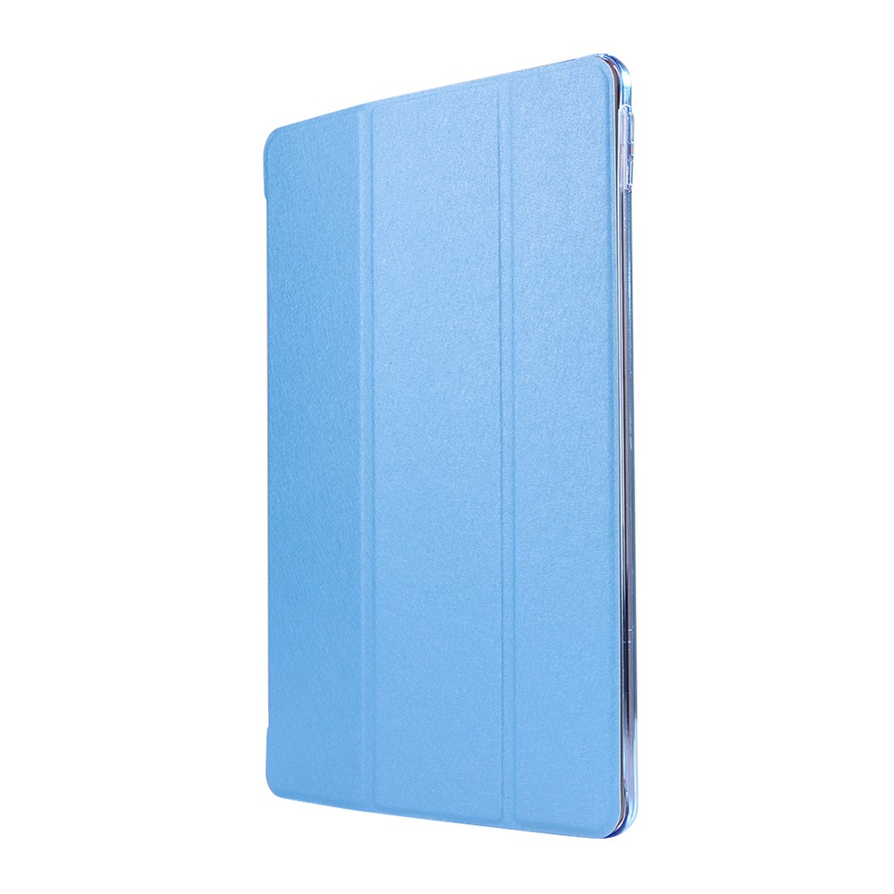 For iPad Air 10.5 (2019) / Pro 10.5 (2017) Tri-Fold Stand Smart Leather Shell Silk Texture - Baby Blue-2