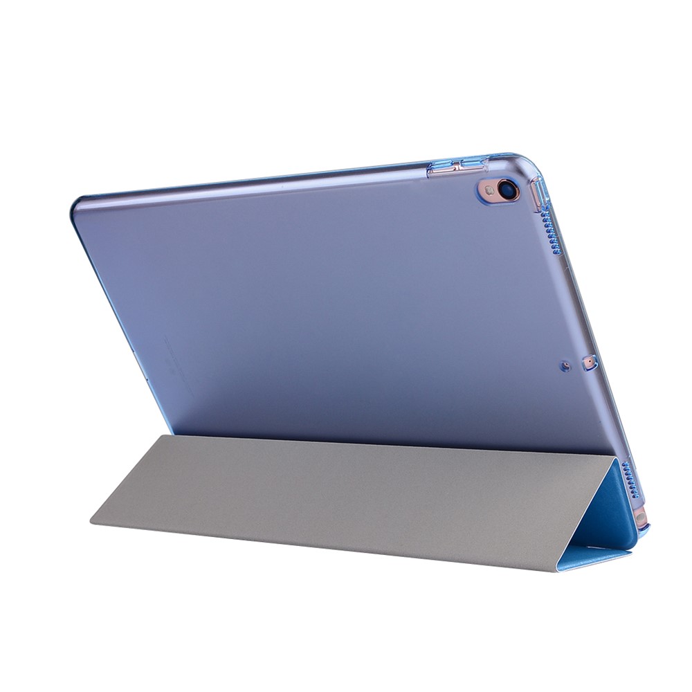 For iPad Air 10.5 (2019) / Pro 10.5 (2017) Tri-Fold Stand Smart Leather Shell Silk Texture - Baby Blue-3