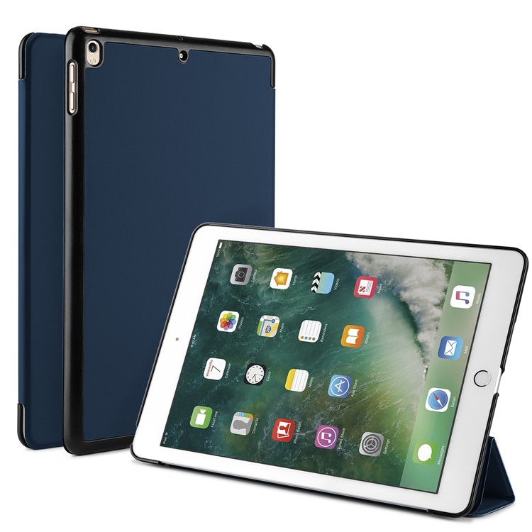 

Авто-бодрствование / Сна Трижды Складной Кожаный Защитный Кожух Для Ipad Pro 10,5-inch (2017) - Темно-синий, iPad Air (2019)