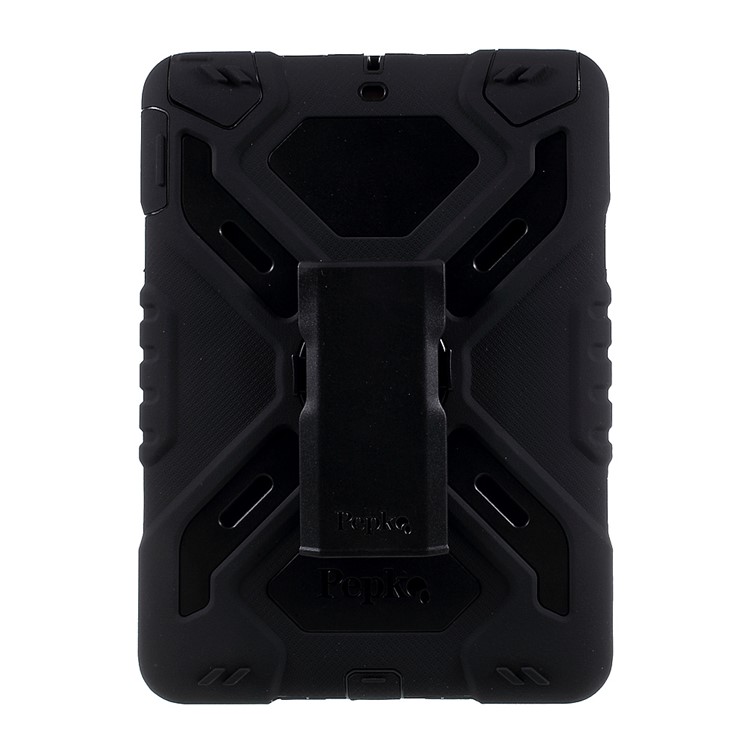 PEPKOO Spider Series PC + Silicone Heavy Duty Case Cover for iPad 9.7-inch (2017) - Black-2