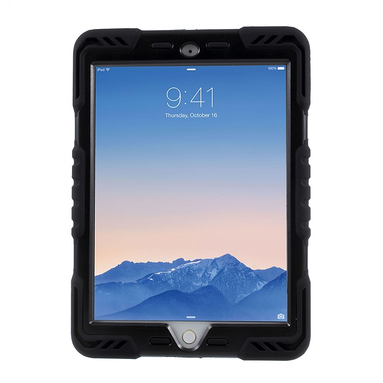 PEPKOO Spider Series PC + Silicone Heavy Duty Case Cover for iPad 9.7-inch (2017) - Black-3
