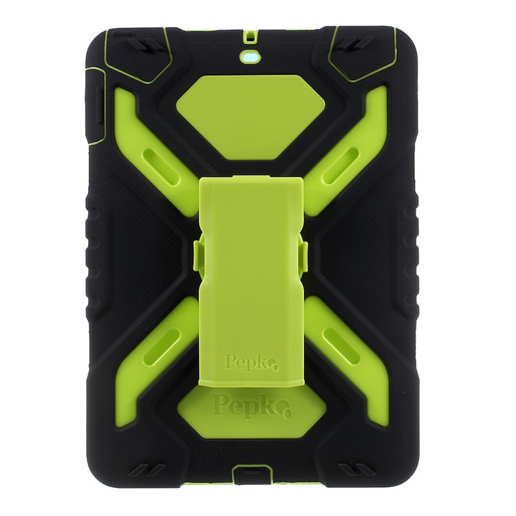 PEPKOO for iPad 9.7-inch (2017) Spider Series PC + Silicone Combo Cover with Kickstand - Green / Black-2