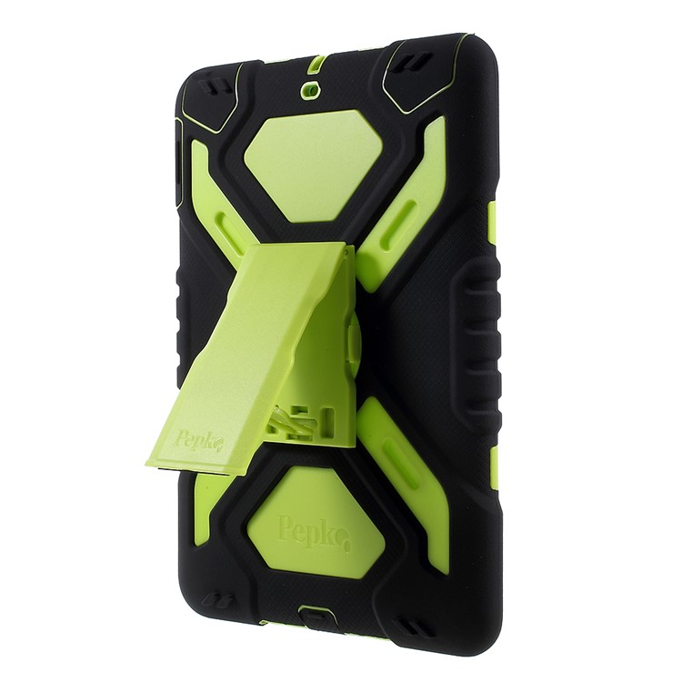 PEPKOO for iPad 9.7-inch (2017) Spider Series PC + Silicone Combo Cover with Kickstand - Green / Black-4