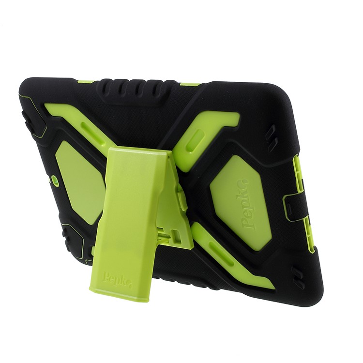 PEPKOO for iPad 9.7-inch (2017) Spider Series PC + Silicone Combo Cover with Kickstand - Green / Black-5