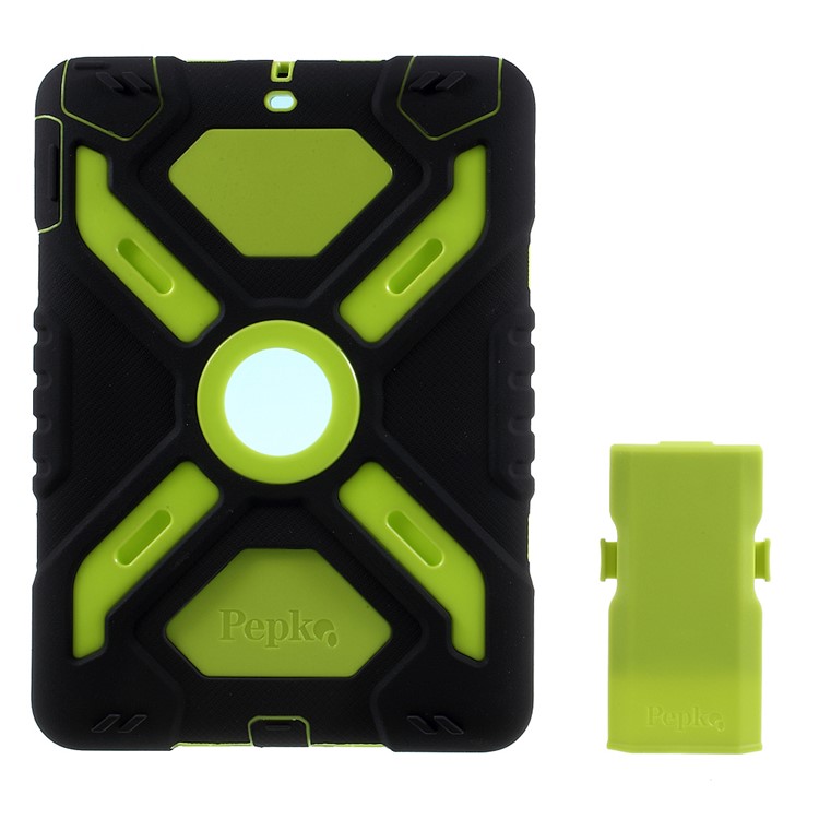 PEPKOO for iPad 9.7-inch (2017) Spider Series PC + Silicone Combo Cover with Kickstand - Green / Black-7