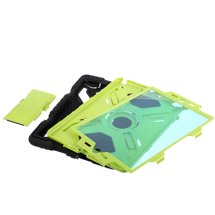 PEPKOO for iPad 9.7-inch (2017) Spider Series PC + Silicone Combo Cover with Kickstand - Green / Black-8