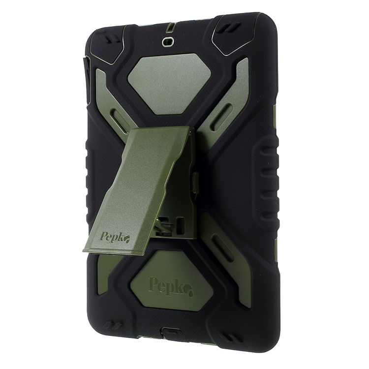PEPKOO for iPad 9.7 (2018) / 9.7 (2017) Spider Series Heavy Duty PC + Silicone Tablet Protection Shell - Army Green / Black-4