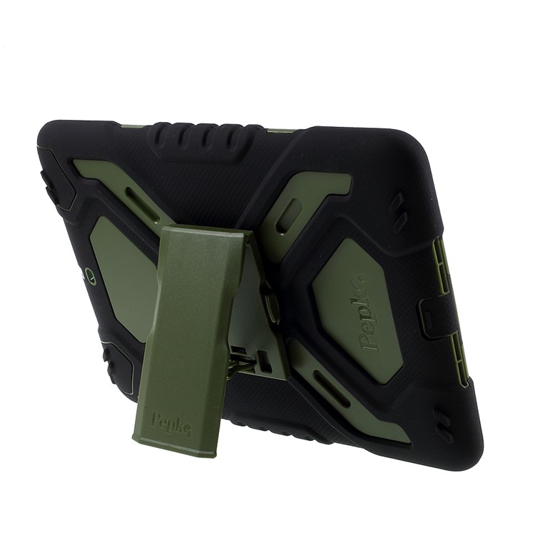 PEPKOO for iPad 9.7 (2018) / 9.7 (2017) Spider Series Heavy Duty PC + Silicone Tablet Protection Shell - Army Green / Black-5
