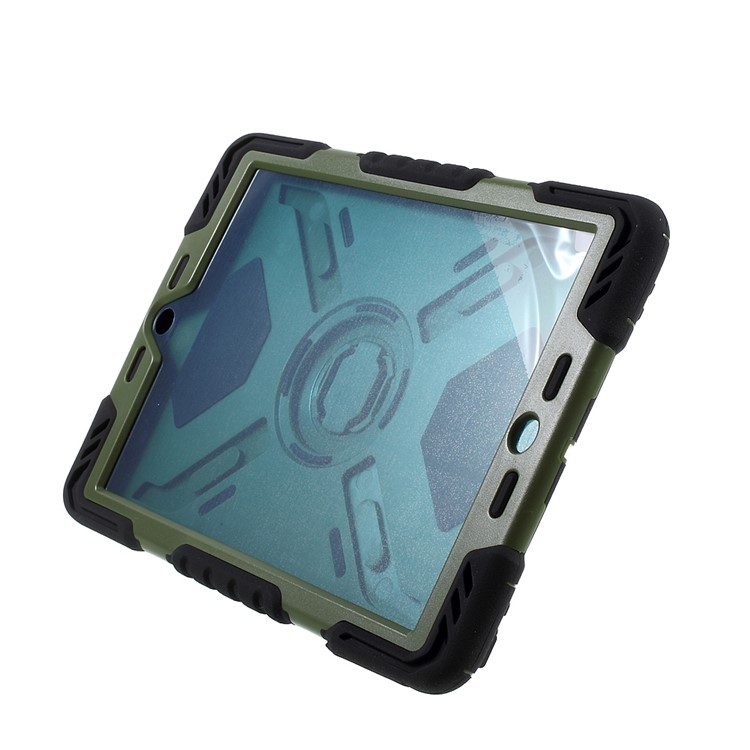 PEPKOO for iPad 9.7 (2018) / 9.7 (2017) Spider Series Heavy Duty PC + Silicone Tablet Protection Shell - Army Green / Black-6