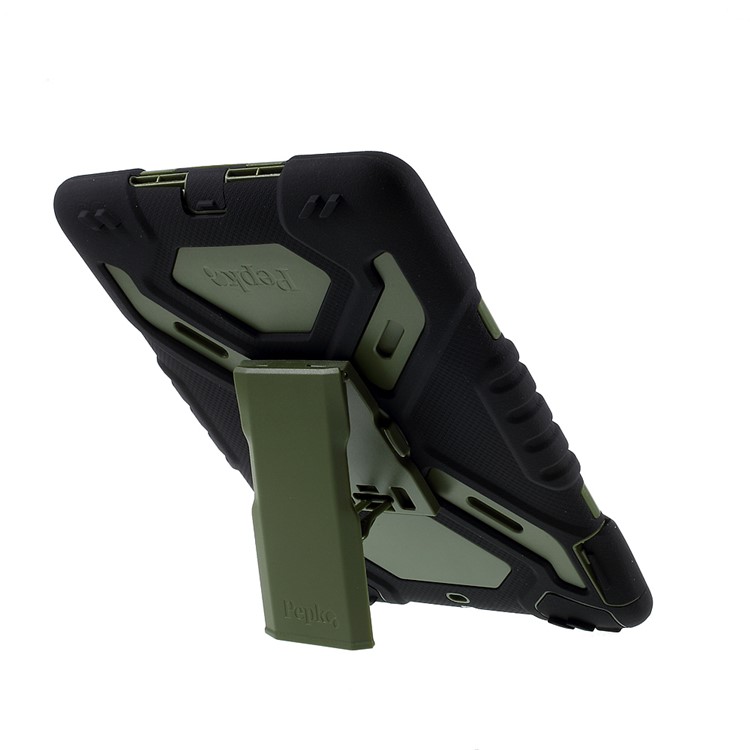 PEPKOO for iPad 9.7 (2018) / 9.7 (2017) Spider Series Heavy Duty PC + Silicone Tablet Protection Shell - Army Green / Black-7