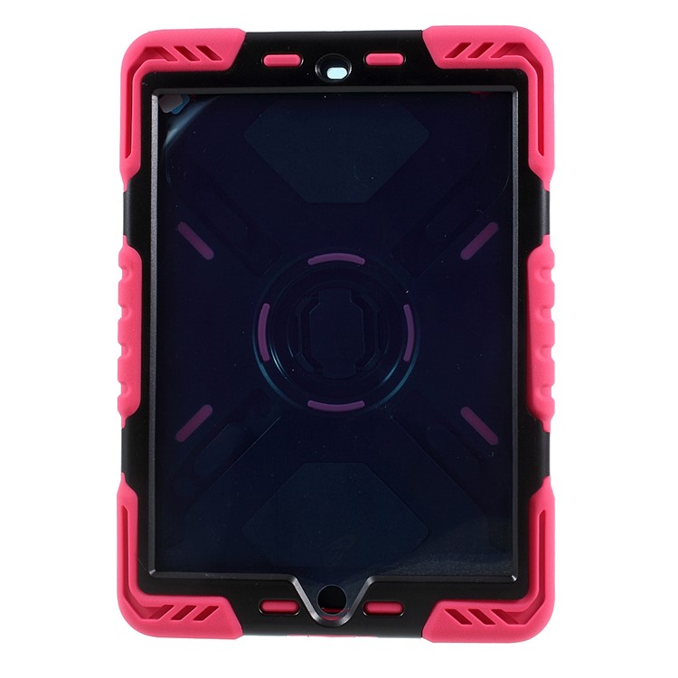PEPKOO for iPad 9.7 (2018) / 9.7 (2017) Spider Series Heavy Duty PC + Silicone Protective Shell - Black / Rose-3