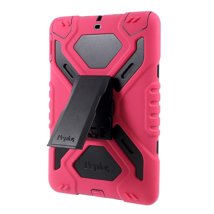 PEPKOO for iPad 9.7 (2018) / 9.7 (2017) Spider Series Heavy Duty PC + Silicone Protective Shell - Black / Rose-4