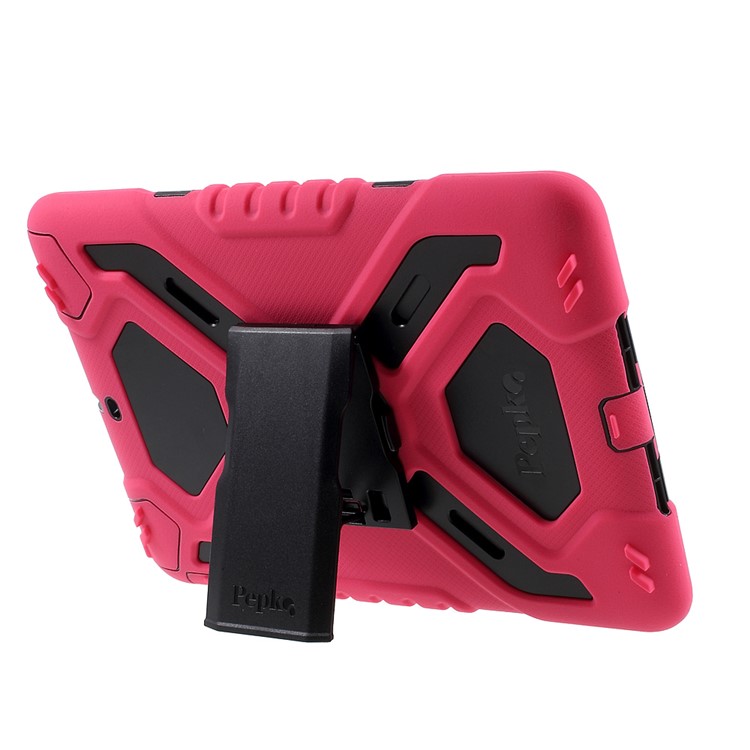 PEPKOO for iPad 9.7 (2018) / 9.7 (2017) Spider Series Heavy Duty PC + Silicone Protective Shell - Black / Rose-6
