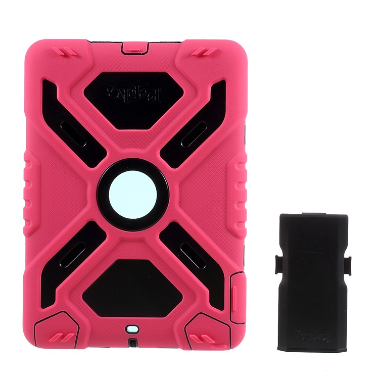 PEPKOO for iPad 9.7 (2018) / 9.7 (2017) Spider Series Heavy Duty PC + Silicone Protective Shell - Black / Rose-8