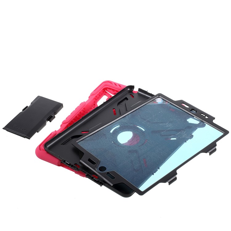PEPKOO for iPad 9.7 (2018) / 9.7 (2017) Spider Series Heavy Duty PC + Silicone Protective Shell - Black / Rose-9