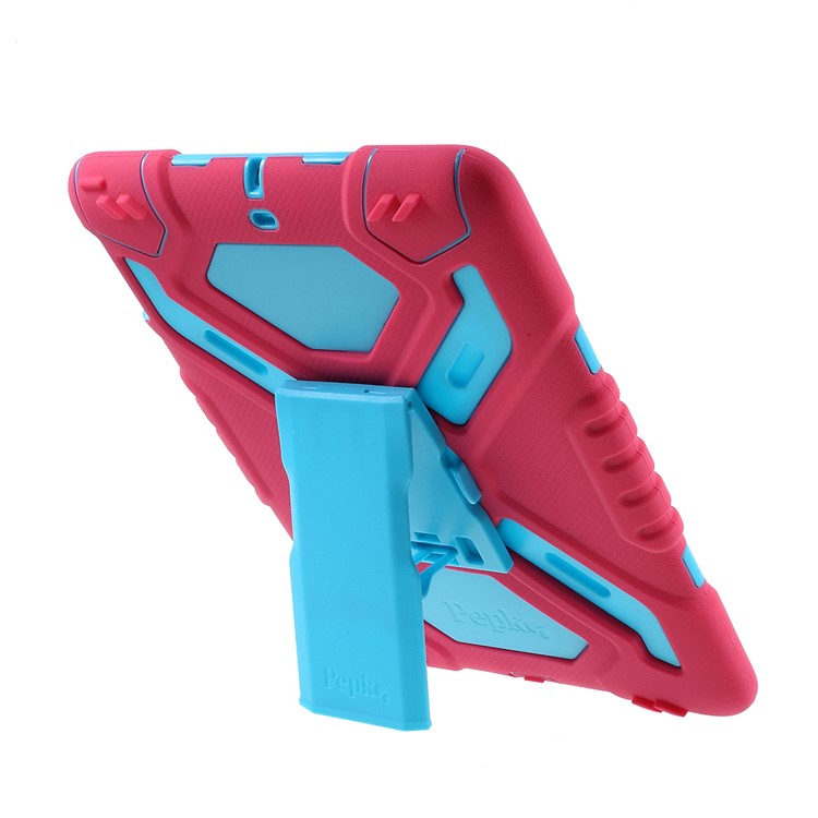 PEPKOO for iPad 9.7 (2018) / 9.7 (2017) Spider Series Heavy Duty PC Silicone Kickstand Case - Blue / Rose-5