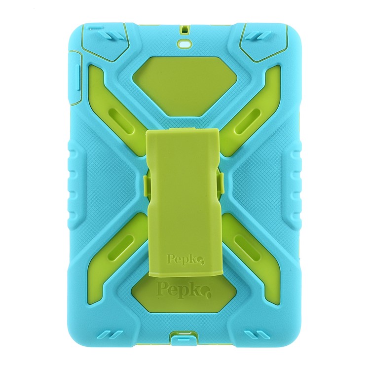 PEPKOO for iPad 9.7 (2018) / 9.7 (2017) Spider Series Heavy Duty PC + Silicone Hybrid Case - Green / Blue-2