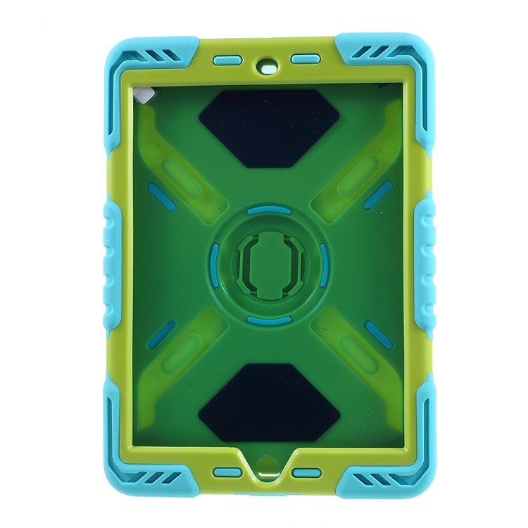 PEPKOO for iPad 9.7 (2018) / 9.7 (2017) Spider Series Heavy Duty PC + Silicone Hybrid Case - Green / Blue-3