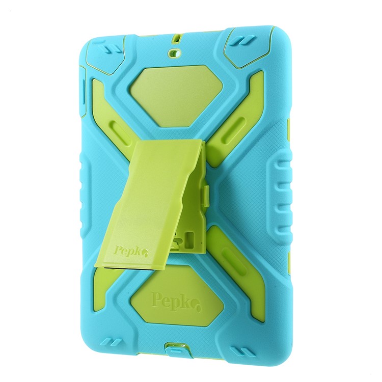 PEPKOO for iPad 9.7 (2018) / 9.7 (2017) Spider Series Heavy Duty PC + Silicone Hybrid Case - Green / Blue-4