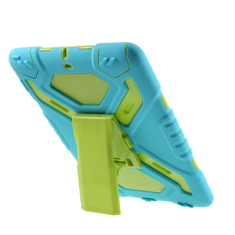 PEPKOO for iPad 9.7 (2018) / 9.7 (2017) Spider Series Heavy Duty PC + Silicone Hybrid Case - Green / Blue-5