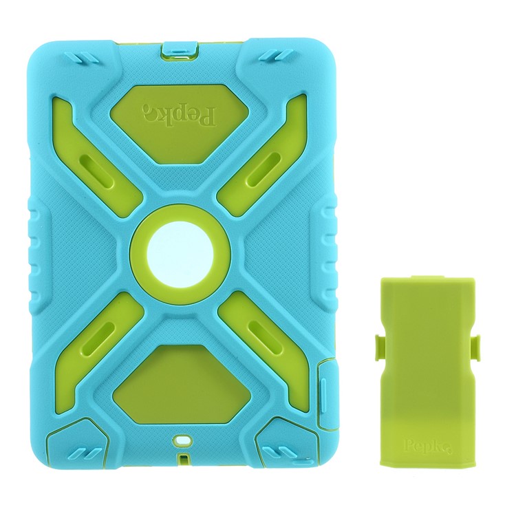 PEPKOO for iPad 9.7 (2018) / 9.7 (2017) Spider Series Heavy Duty PC + Silicone Hybrid Case - Green / Blue-8