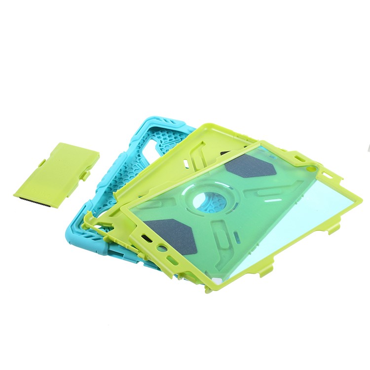 PEPKOO for iPad 9.7 (2018) / 9.7 (2017) Spider Series Heavy Duty PC + Silicone Hybrid Case - Green / Blue-9