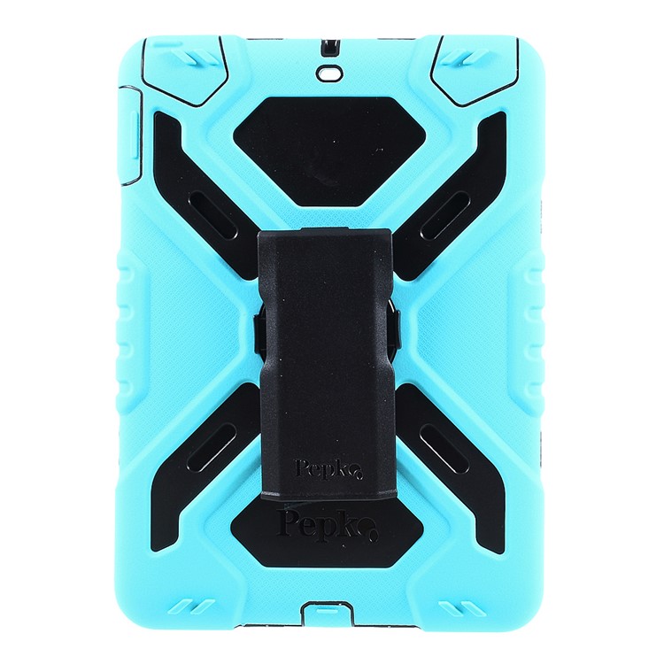 PEPKOO for iPad 9.7 (2018) / 9.7 (2017) Spider Series Heavy Duty PC + Silicone Tablet Case - Black / Blue-2