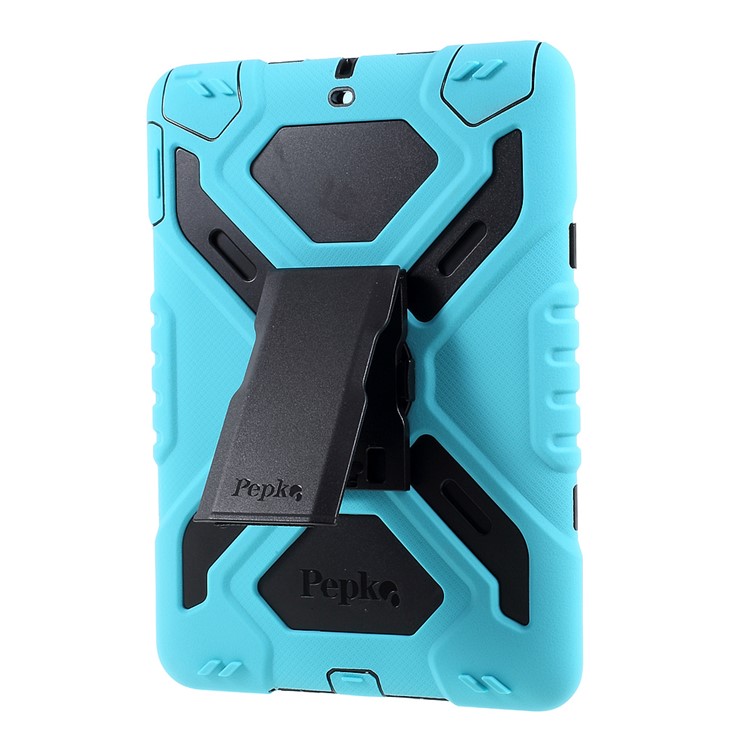 PEPKOO for iPad 9.7 (2018) / 9.7 (2017) Spider Series Heavy Duty PC + Silicone Tablet Case - Black / Blue-4