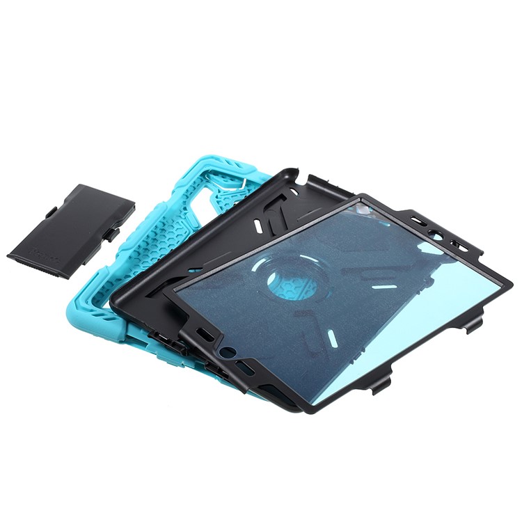 PEPKOO for iPad 9.7 (2018) / 9.7 (2017) Spider Series Heavy Duty PC + Silicone Tablet Case - Black / Blue-9