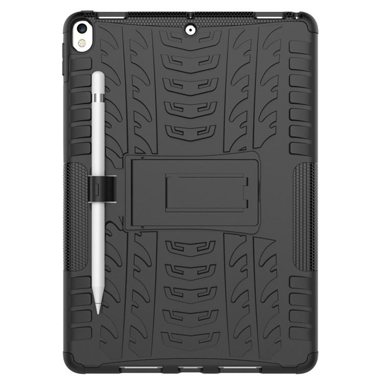 For iPad Pro 10.5-inch (2017) Tyre Pattern Kickstand PC + TPU Hybrid Case - Black-10