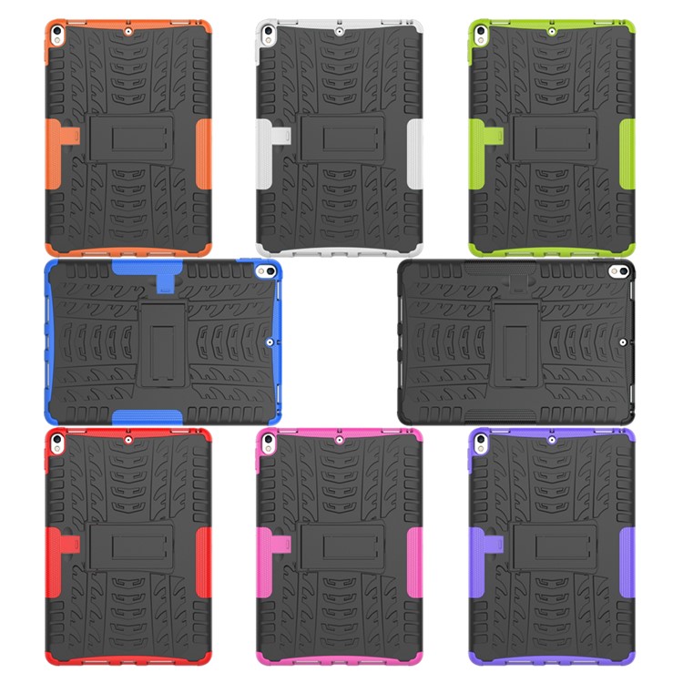 For iPad Pro 10.5-inch (2017) Tyre Pattern Kickstand PC + TPU Hybrid Case - Black-14