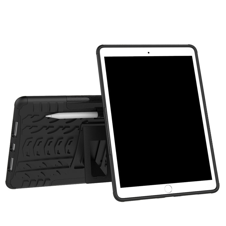 For iPad Pro 10.5-inch (2017) Tyre Pattern Kickstand PC + TPU Hybrid Case - Black-2