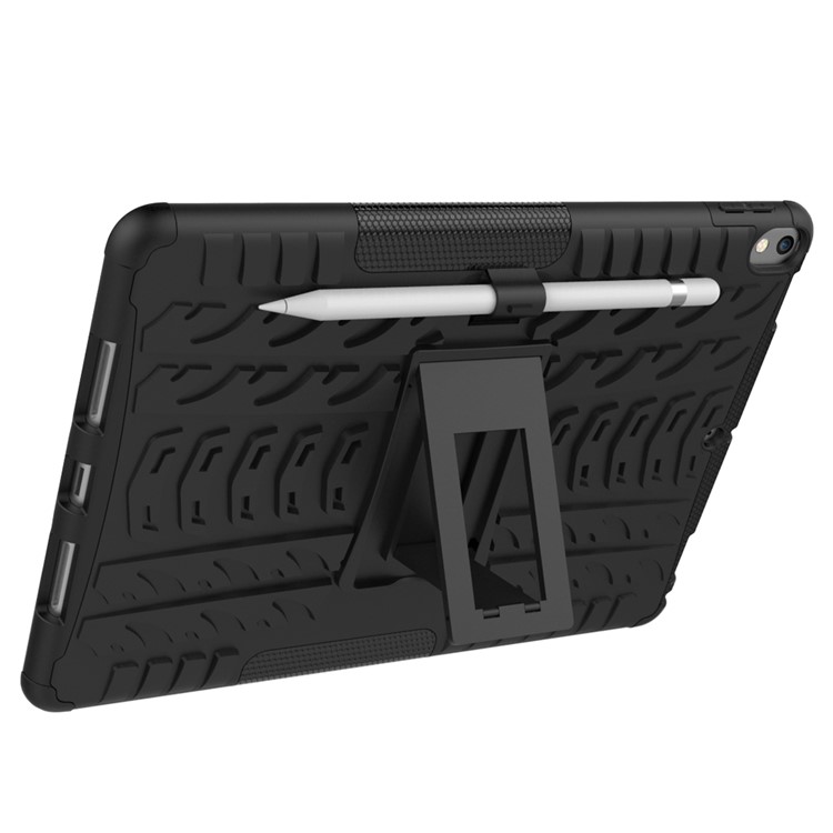For iPad Pro 10.5-inch (2017) Tyre Pattern Kickstand PC + TPU Hybrid Case - Black-6
