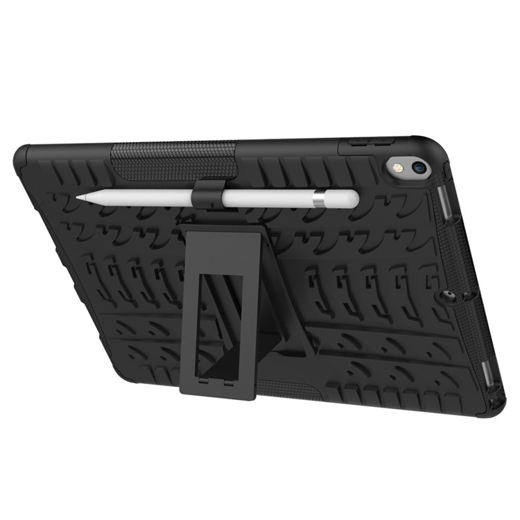 For iPad Pro 10.5-inch (2017) Tyre Pattern Kickstand PC + TPU Hybrid Case - Black-7