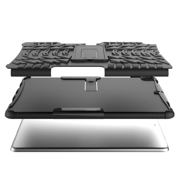 For iPad Pro 10.5-inch (2017) Tyre Pattern Kickstand PC + TPU Hybrid Case - Black-9