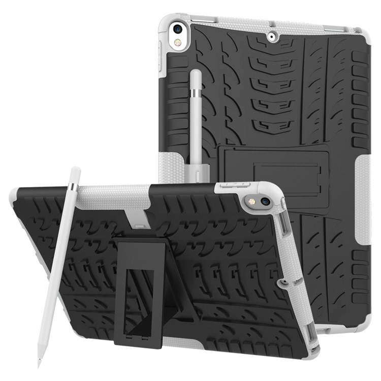 2-in-1 Tyre Pattern Kickstand PC + TPU Hybrid Cover for iPad Air 10.5 (2019) / Pro 10.5 (2017) - White-1