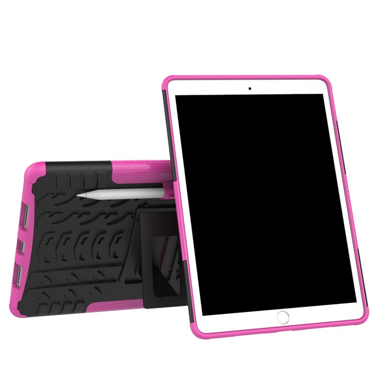 For iPad Air 10.5 (2019) / Pro 10.5 (2017) Tyre Pattern Kickstand Hybrid PC + TPU Protective Case - Rose-2