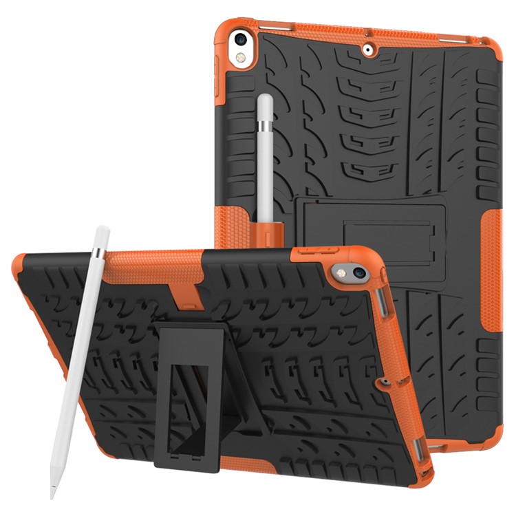2-in-1 Tyre Pattern Kickstand PC + TPU Combo Cover for iPad Air 10.5 (2019) / Pro 10.5 (2017) - Orange-1