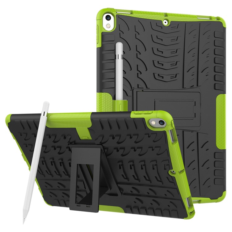 2-in-1 Tyre Pattern PC + TPU Protector Case with Kickstand for iPad Air 10.5 (2019) / Pro 10.5 (2017) - Green-1