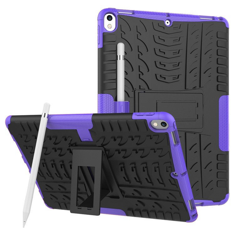2-in-1 Tyre Pattern Kickstand PC + TPU Combo Protective Cover for iPad Air 10.5 (2019) / Pro 10.5 (2017) - Purple-1