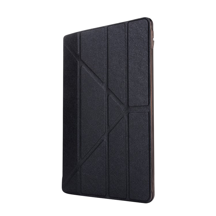Silk Texture Smart Origami Stand Leather Flip Case for iPad Pro 10.5-inch (2017) - Black-2