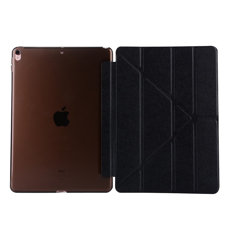 Silk Texture Smart Origami Stand Leather Flip Case for iPad Pro 10.5-inch (2017) - Black-3