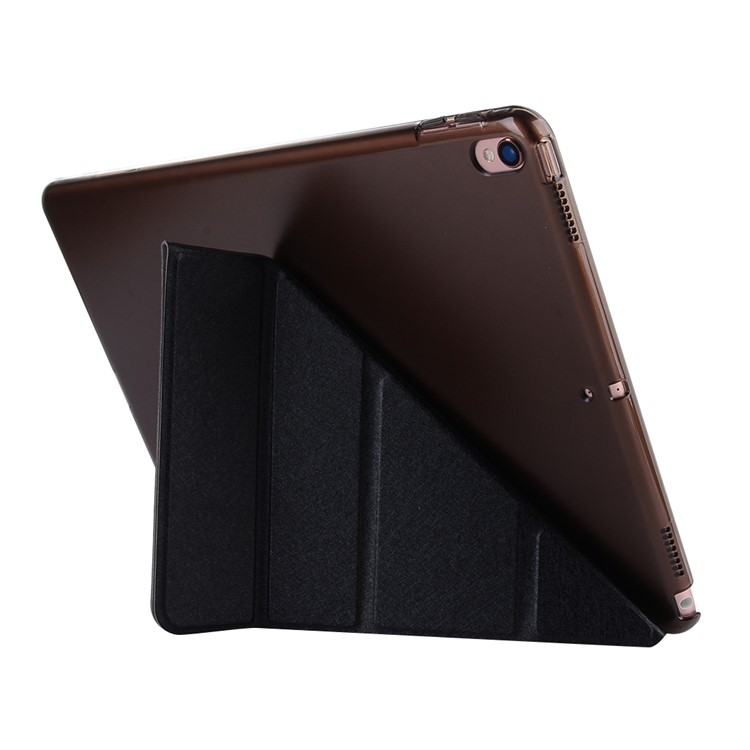 Silk Texture Smart Origami Stand Leather Flip Case for iPad Pro 10.5-inch (2017) - Black-5
