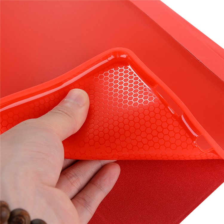 Cubierta Inteligente De Cuero Triple Plegable Para IPad Air 10.5 (2019) / Pro 10.5 (2017) - Rojo