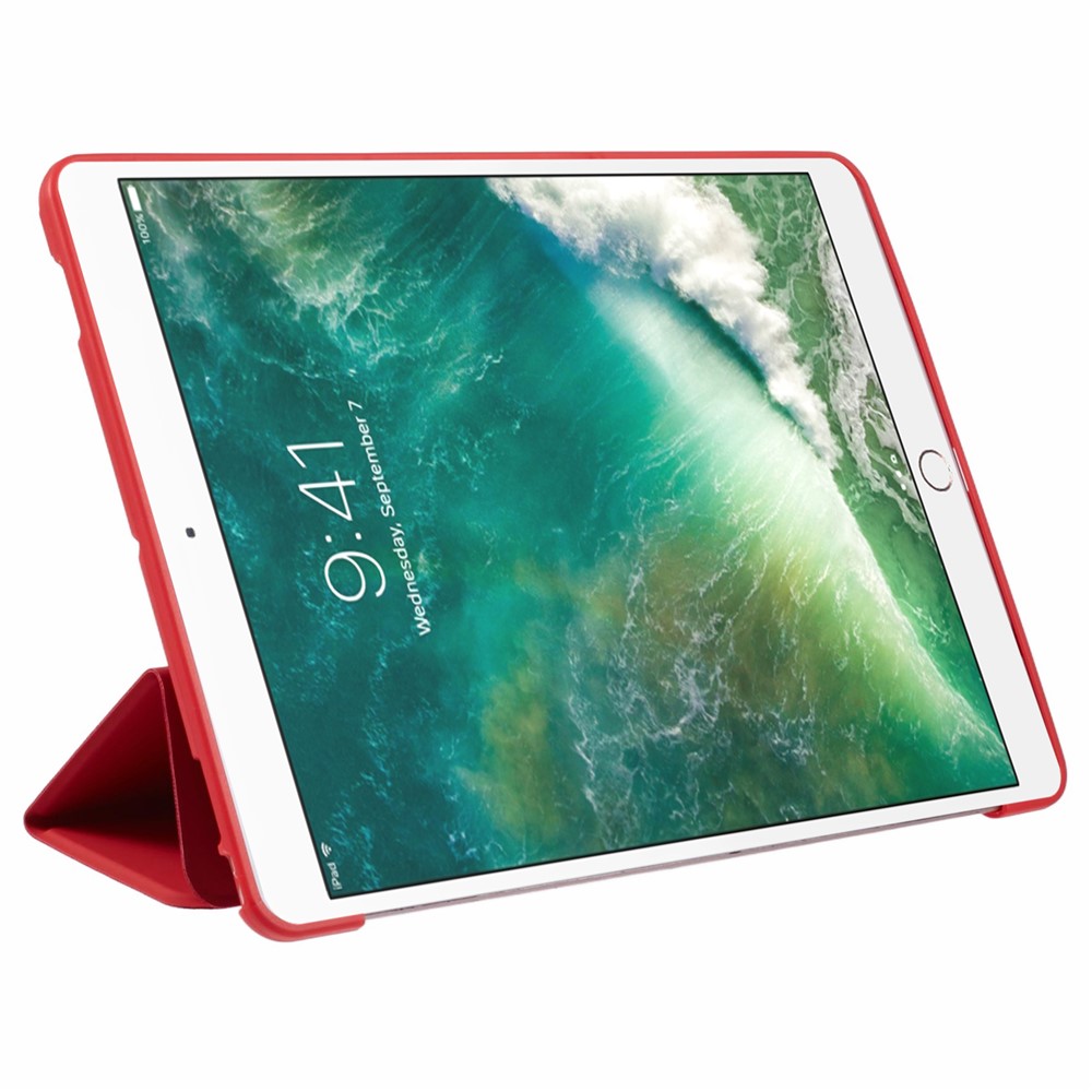 Cubierta Inteligente De Cuero Triple Plegable Para IPad Air 10.5 (2019) / Pro 10.5 (2017) - Rojo