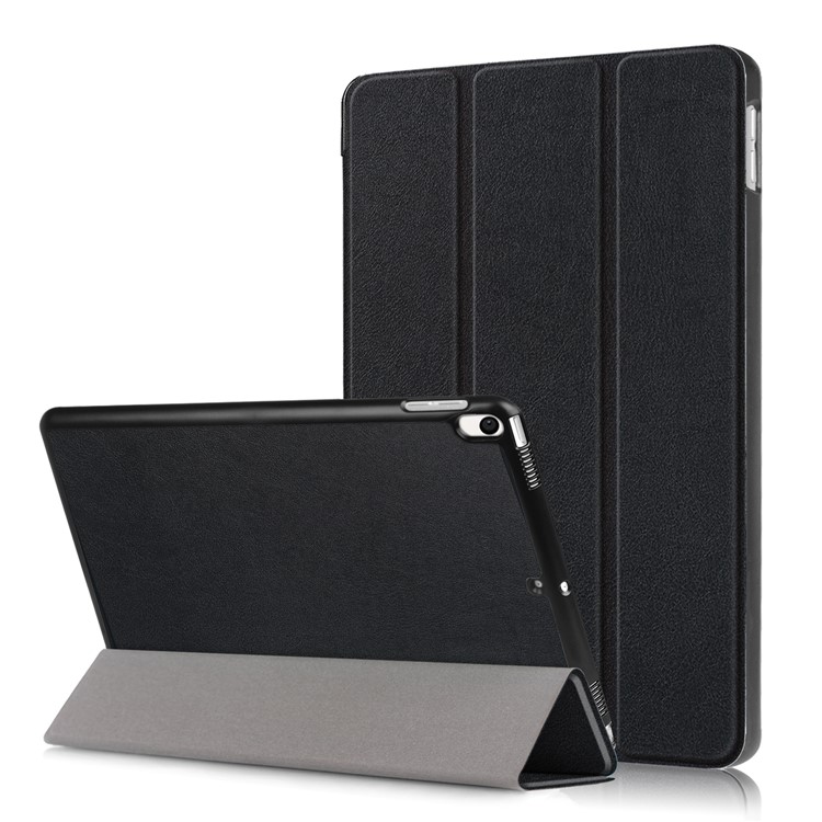 For iPad Pro 10.5 (2017) Smart Leather Wallet Tri-fold Stand Protective Cover - Black-1