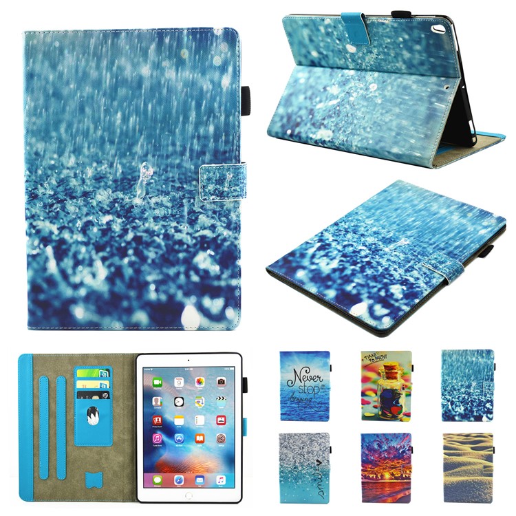 Smart Pattern Printing Stand Card Slot Leather Tablet Case for iPad Pro 10.5-inch (2017) - Raindrops-1