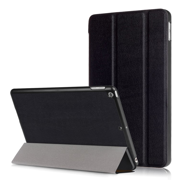 Litchi Texture Auto-wake/sleep Tri-fold Stand Protective Leather Cover for iPad 9.7 (2018) / 9.7 (2017) - Black-1