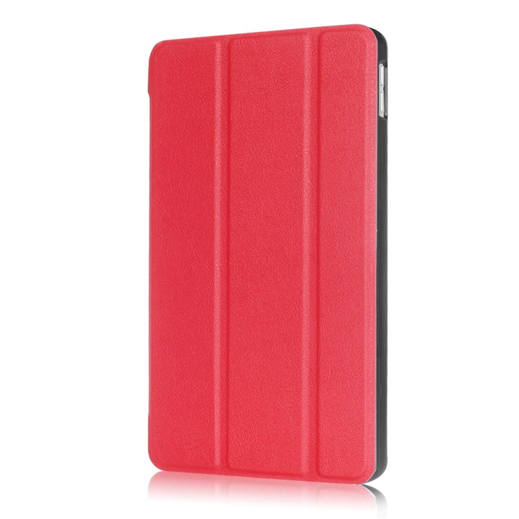 litchi Skin automático-wake/sleep tri-Pliegue la cubierta de cuero protectora del soporte para el iPad 9.7(2017) - rojo-4