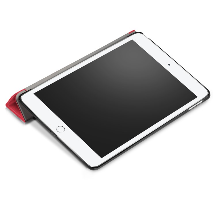 litchi Skin automático-wake/sleep tri-Pliegue la cubierta de cuero protectora del soporte para el iPad 9.7(2017) - rojo-7